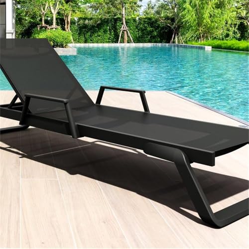 Compamia Tropic Arm Sling Chaise Lounge Black Frame Black