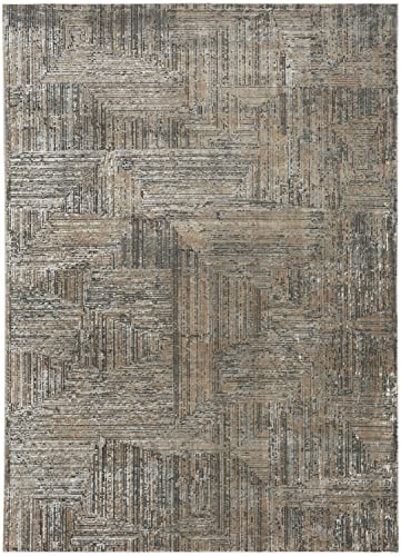 Calvin Klein CK024 Irradiant Abstract Area Rug 9' x 12' Black Ivory