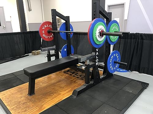 Valor Fitness Competition Bench Press Rack with Safety Spotter Bars Black