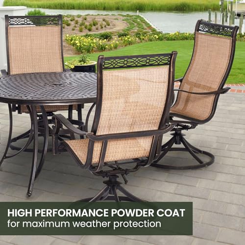Hanover Manor 5-Piece Outdoor Dining Set Rust Resistant Aluminum Patio Set for 4 with 360 Degree Swivel Rockers Cast/Sling