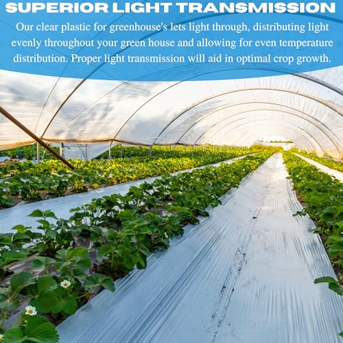 Farm Plastic Supply Vapor Barrier Supply - String Reinforced 10 mil Clear Greenhouse Plastic Sheeting (60' x 75') Clear