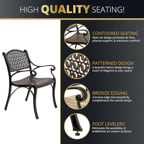 Kinger Home 5-Piece Cast Aluminum Outdoor Dining Set with Cushions, Oil-Rubbed Bronze