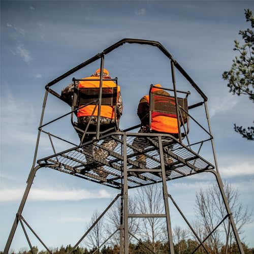 Rivers Edge Treestands 12’ 2-Man Quad Pod Tower Stand Black