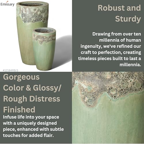 Emissary 18in Round Stoneware Planter Reef/Spa Blue