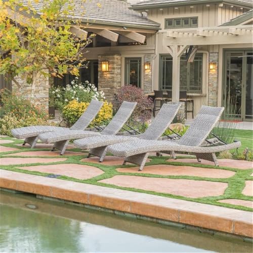 Christopher Knight Home Crete Outdoor Wicker Chaise Lounge Set of 4 Grey