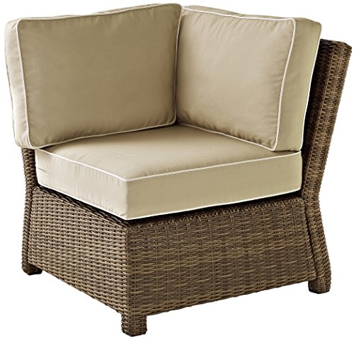Crosley Furniture Bradenton 5-Piece Outdoor Sectional Sofa Set Brown with Sand Cushions
