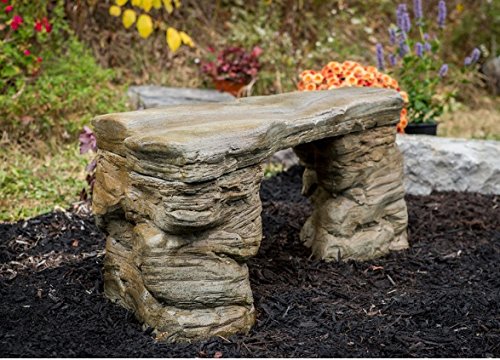 Athena Garden Inc. Cast Stone Petrified Rock Bench Outdoor Garden Decor Natural