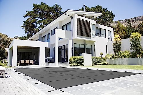 WaterWarden Heavy-Duty Solid Pool Safety Cover Solid Grey With Drain Panel