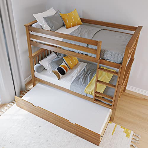 Max & Lily Twin-Over-Twin Bunk Bed with Trundle Pecan
