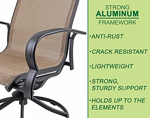 Garden Elements Outdoor Bellevue Metal Aluminum Patio Chair Sling Rocker Brown