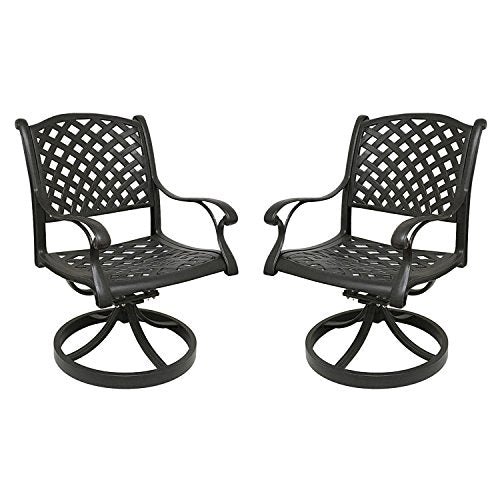 theWorldofpatio Nassau Cast Aluminum 8-Person Patio Dining Set with Lazy Susan Antique Bronze