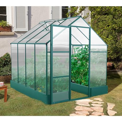 Hanover 8-Ft. x 6-Ft. Polycarbonate Walk-In Greenhouse Green