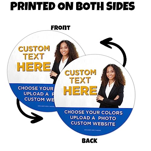 VictoryStore Custom 23.5" Round Yard Signs with Stakes, Weatherproof 4mm Corrugated Plastic (500-Pack)