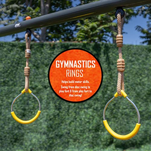 Jungle Warrior Jaguar Metal Swing Set with Slide & Gymnastic Rings Orange/Green/Grey