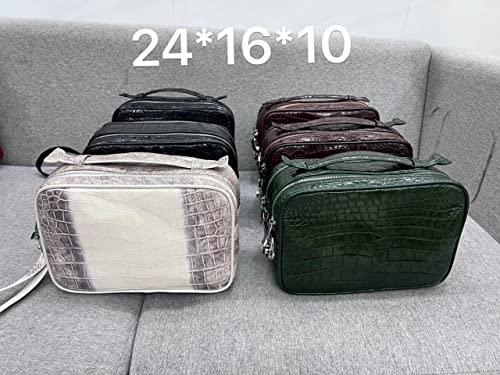 Vietnam Genuine Himalayan Alligator Crocodile Leather Golf Shoe Bag White and Grey