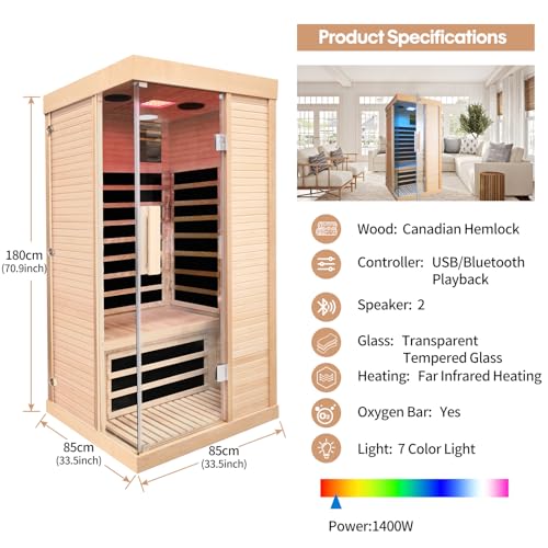 EPOFIT Single Person Far Infrared Sauna Natural