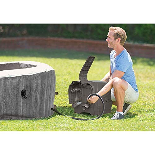 Intex Greywood Deluxe 4 Person Inflatable Hot Tub Spa Wood Grain Pattern