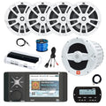 Enrock Marine JBL R4500 Marine USB Bluetooth AM/FM Radio Receiver with 4x 8" Speakers, Subwoofer, Amplifier, and Remote White