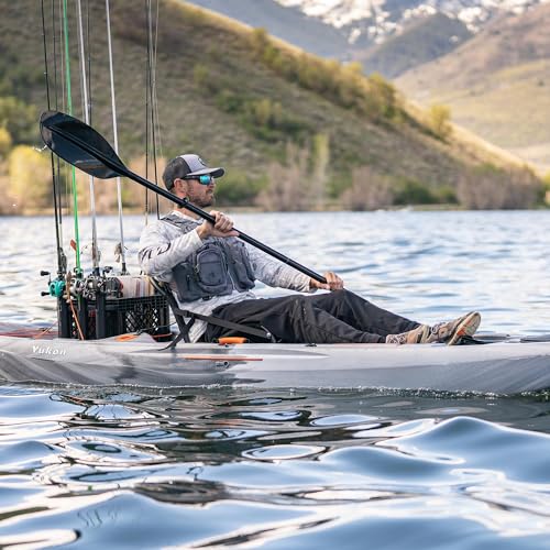 Lifetime Yukon Angler Sit-On-Top Fishing Kayak with Triple Rod Holder and Paddle 11' 6" Gray