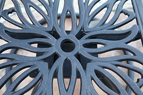 GrandPatioFurniture.com CBM Elisabeth Collection Cast Aluminum 9 Piece Dining Set with 8 Swivel Rockers Black Brown