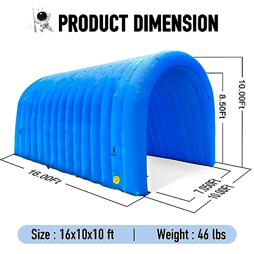 Sewinfla Inflatable Sports Tunnel Entrance with Blower 16x10x10ft Blue
