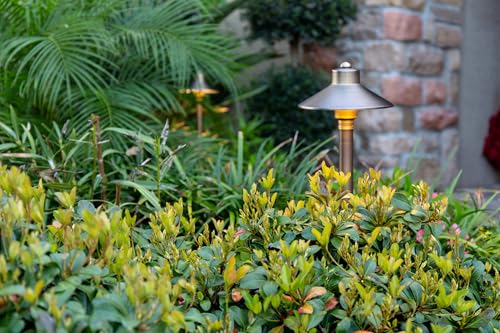 VOLT 15-Pack 12V Cast Brass Flat Hat Path Lights with 3W 2700K LED Bulbs Bronze