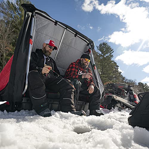 Eskimo Eskape 2400 Insulated 2-Person Ice Fishing Shelter with Sled and Bench Seat Red/Black