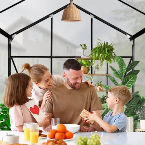 Garvee Heavy Duty Polycarbonate Greenhouse with Sliding Door and Adjustable Vent Window 8x16 FT Gray