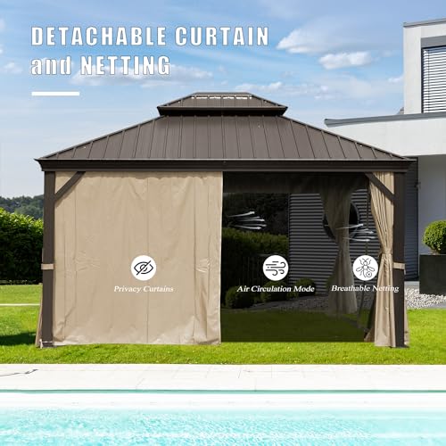 Domi Outdoor Living 10’ x 12’ Hardtop Gazebo Dark Brown