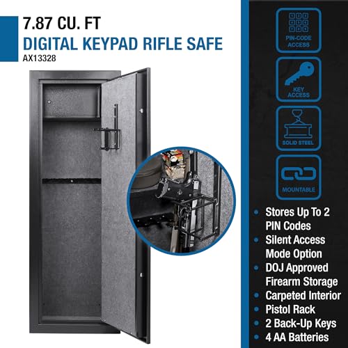 BARSKA Quick Access Digital Rifle Safe with Silent Mode - Black