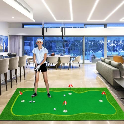 Facy Golf Putting Green Mat Indoor/Outdoor 5X10ft Green