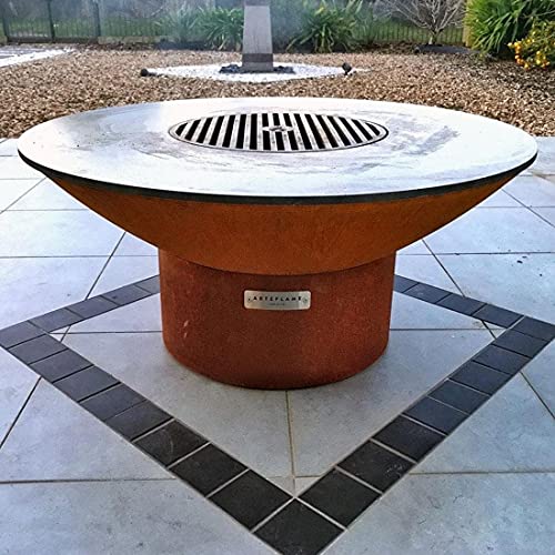 ARTEFLAME Classic 40" Grill with Low Round Base Wood/Charcoal Fire Pit Rust