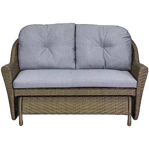 Northlight 46" Taupe Gray Resin Wicker Deep Seated Double Glider with Gray Cushions Grey