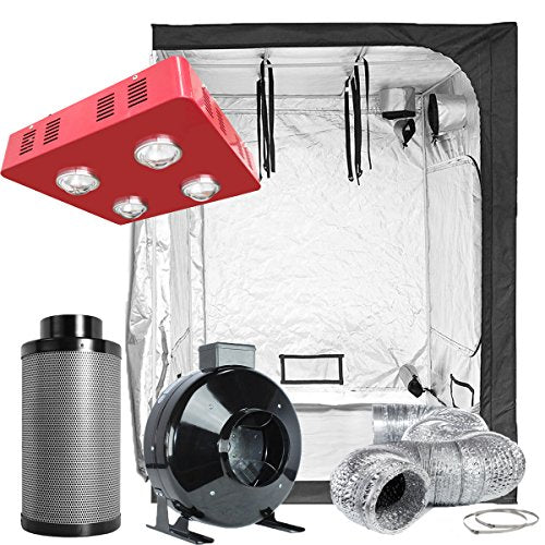 TopoLite Grow Tent Complete Kit Hydroponic System with LED800W Grow Light and 6" Carbon Filter White