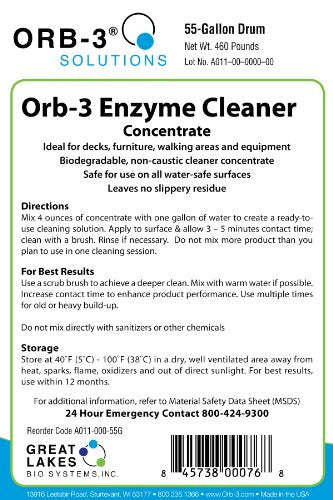 Orb-3 Pool Enzyme Cleaner Concentrate 55-Gallon Drum