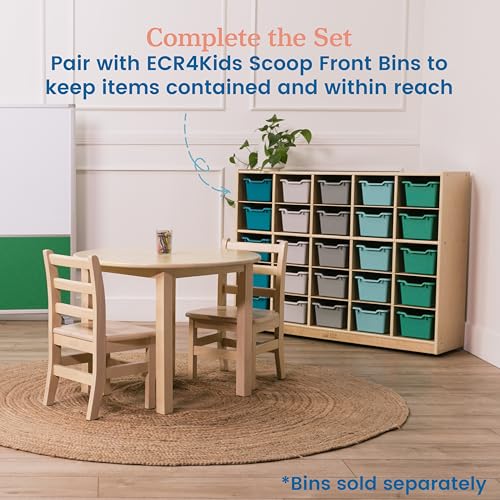 ECR4Kids 25 Cubby Mobile Tray Storage Cabinet Natural