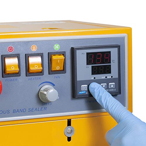 JORESTECH Industrial Continuous Band Sealer for Plastic & Laminated Bags with Digital Temperature Control Orange
