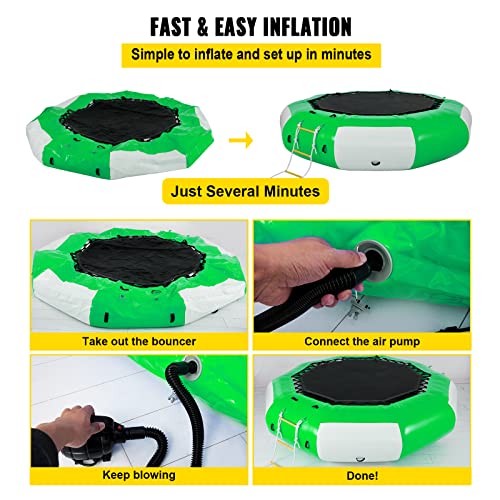 VEVOR Inflatable Water Trampoline 13ft Green & White