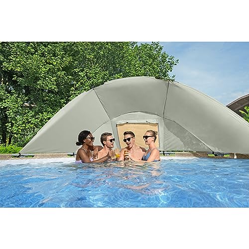 Bestway Power Steel 13' x 42" Round Above Ground Swimming Pool Set with Canopy Brown Wicker Print