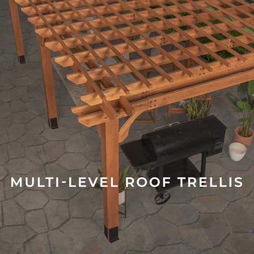 Backyard Discovery Beaumont 20' x 12' Cedar Wood Pergola Kit Light Brown