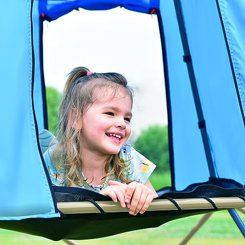 KOZYSPHERE Kids Climbing Dome with Canopy and Playmat Blue