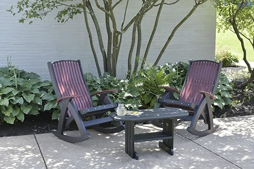 LuxCraft Poly Comfort Rocker Recycled Plastic Outdoor Rocking Chair Cherrywood & Black