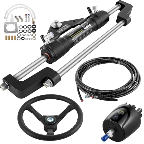 VEVOR Hydraulic Outboard Steering Kit 300HP with 14 ft Hose and 13.5" Wheel