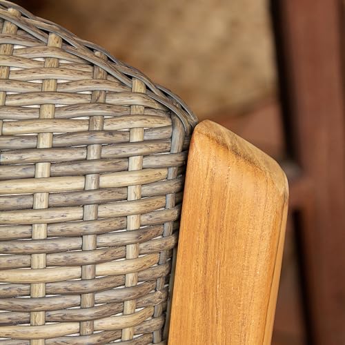 Cambridge Casual Auburn Padded Upholstered Outdoor Rocking Chair Natural Teak All-Weather Wicker