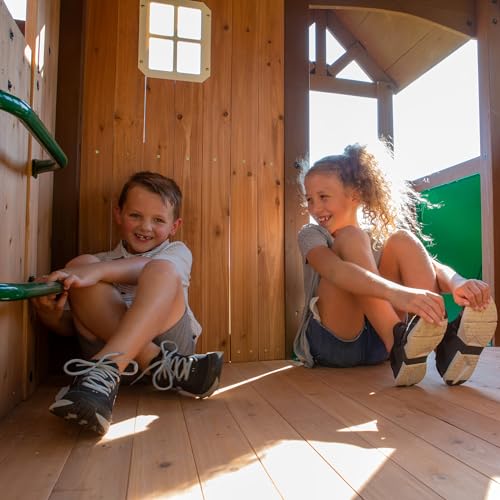 Backyard Discovery Skyfort Cedar Swing Set Light Brown