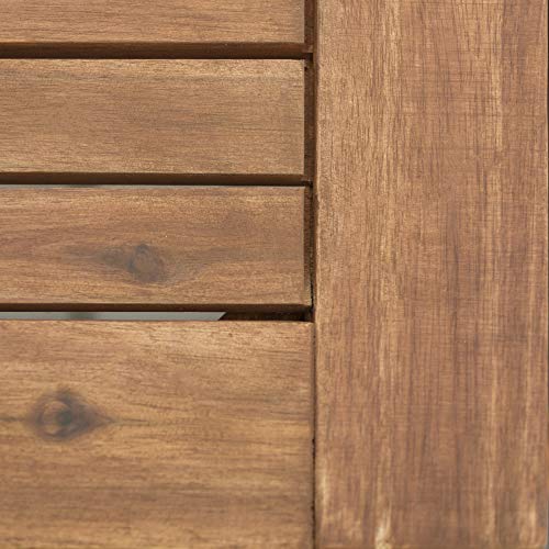 Walker Edison 7-Piece Outdoor Wood Chevron Patio Dining Set Brown