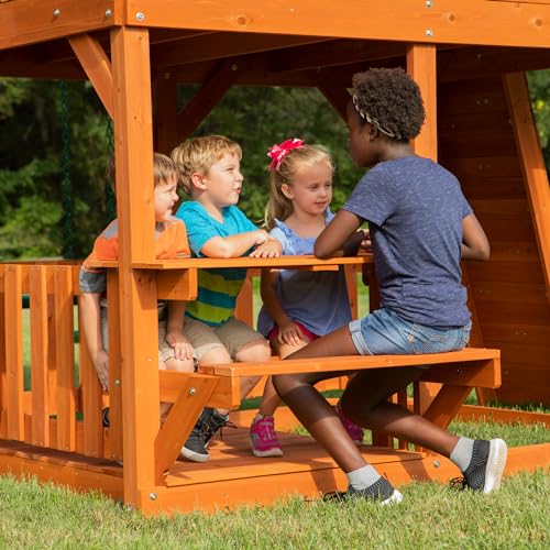 Backyard Discovery Skyfort II Cedar Wood Swing Set Brown