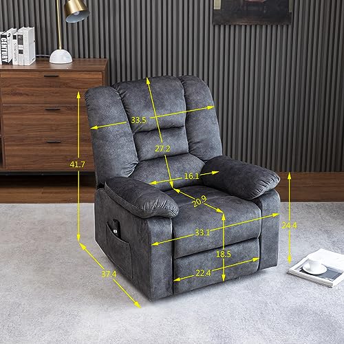 FANYE Electric Power Lift Chair for Elderly with Massage and Heat Dark Gray