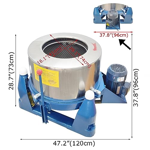 EQCOTWEA Industrial Stainless Steel Centrifugal Dehydrator Spin Dryer 99.2LB Blue
