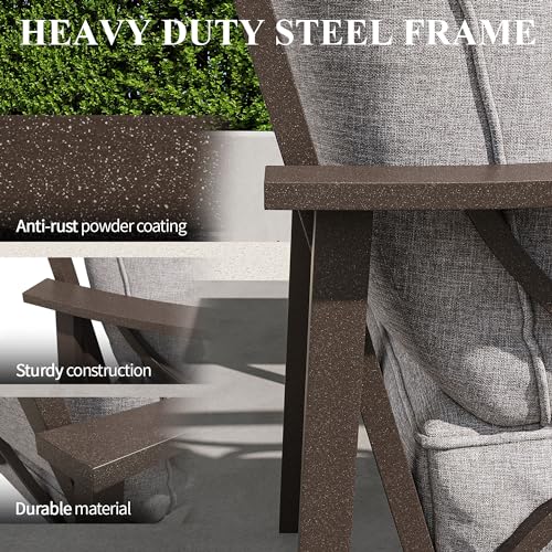 RoyalCraft 7-Piece Outdoor Patio Furniture Set with Fire Table and Ottomans Grey
